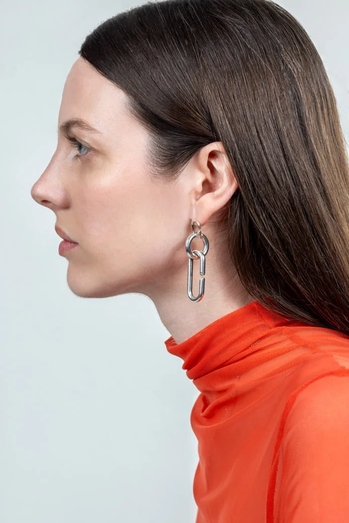 Boucle d'oreille unique maxie argent ethique