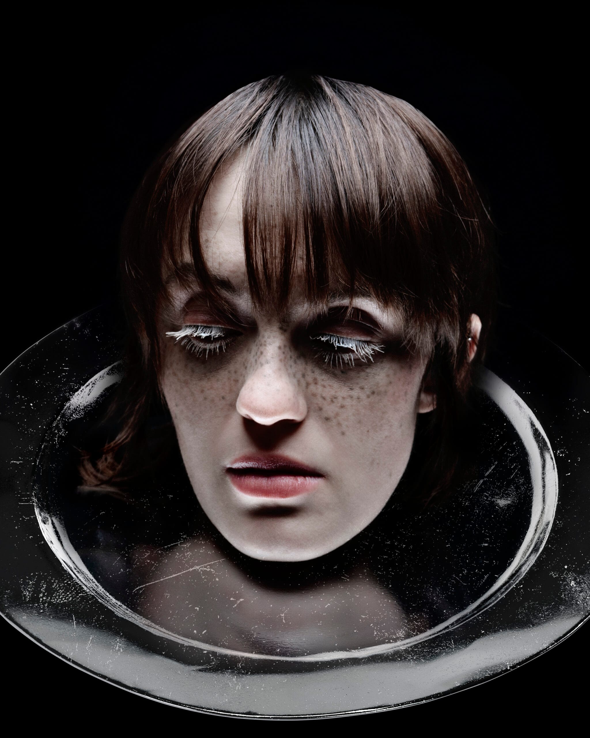 TETE DE FEMME BIJOU PLATEAU ARGENT 